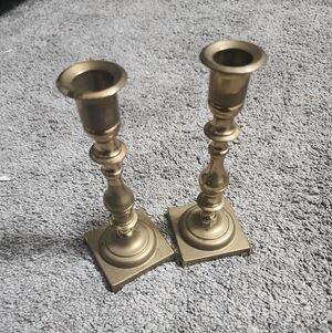 Vintage Brass candle holder set 7in